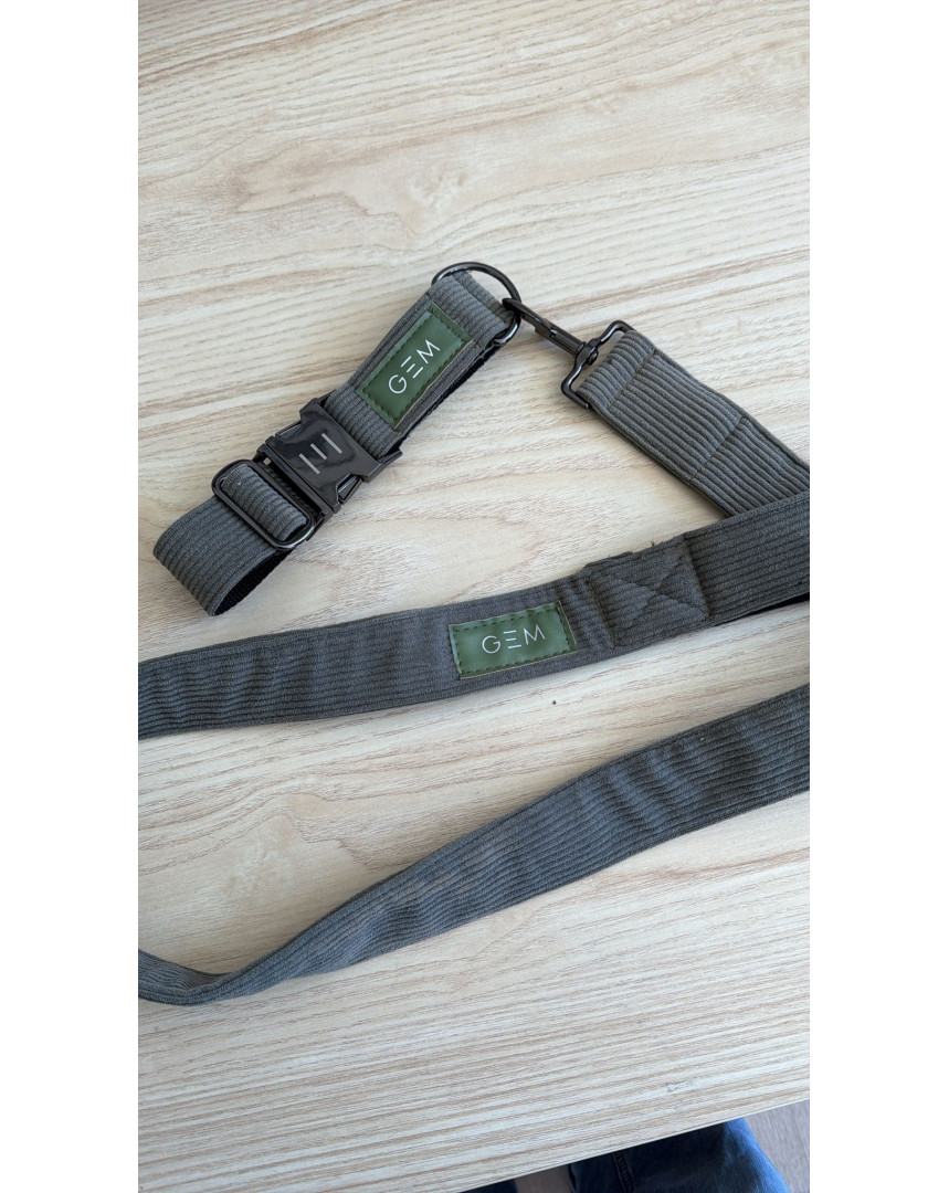 Collier + Laisse kaki...